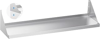Stainless Steel Shelf Wall Mounted 12" x 48" 320lb, Commercial Stainless Steel Shelves with Reversible Brackets, Heavy Duty Metal Floating Shelving for Kitchen, Restaurant, Garage, Bar