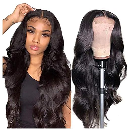 IUPin Body Wave Lace Front Wigs Human Hair Pre Plucked Bleached Knots with Baby Hair Glueless 4×4 Brazilian Virgin Lace Closure Human Hair Wigs for Black Women Natural Color 150 Density