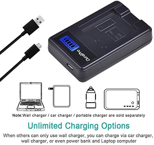 DuraPro 2Pcs NP-BN1 Battery + LCD USB Charger for Sony Cyber-Shot DSC-W800,DSC-WX220,DSC-W830,DSC-W810,Sony DSC-QX30,DSC-QX100,DSC-QX10 Digital Camera