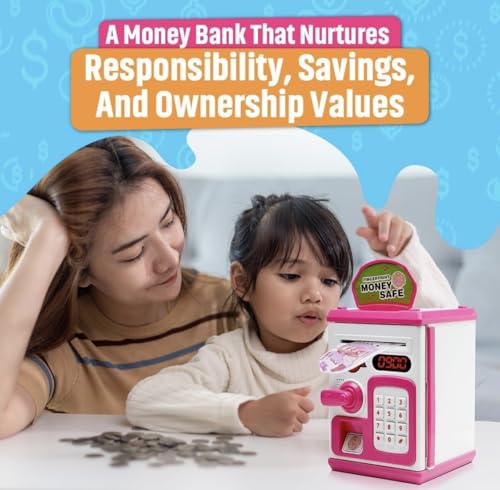 Image of Piggy Bank Toy for Kids and Adults - Gullak Money Safe with Number Password and Touch Sensor - Money Saving Mini ATM Toy with Lights and Sound (Multicolour)