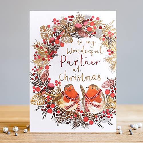 Wonderful Partner, Merry Christmas Couples Greeting Card Blank Inside