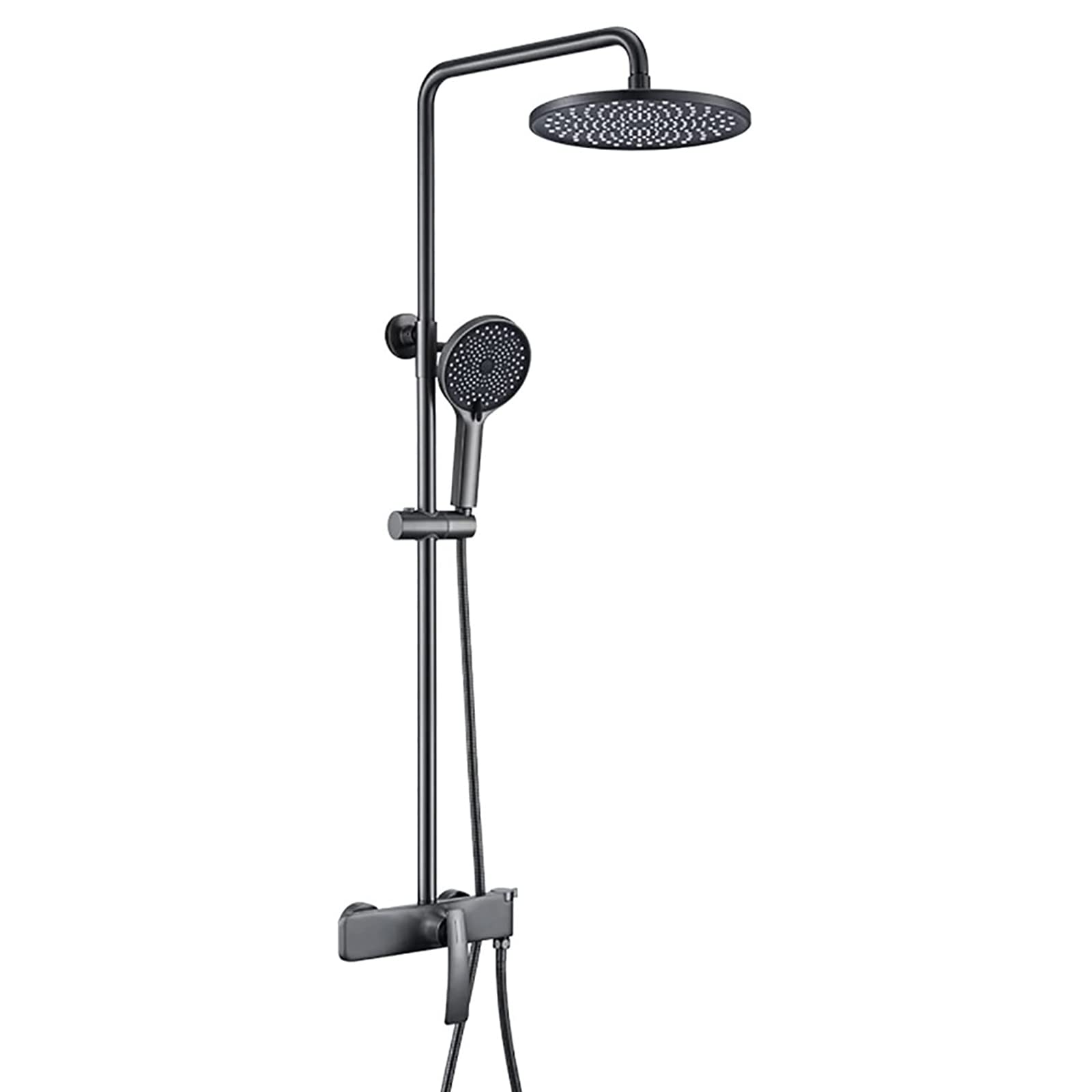 Ensemble de douche murale en laiton gris avec bec de baignoire