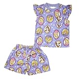 [タキヒヨー] カジュアル ミッキー ミニー プリンセス アナ雪 ルームウエア パジャマ にも 半袖Ｔシャツ ショートパンツ ディズニー 天竺 男の子 女の子 プリンセス/パープル