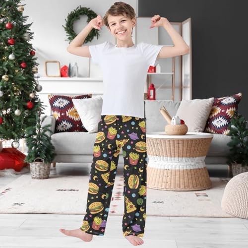 Boy's Pants Pizza Hamburger Jogger Pants Elastic Waist Long Bottoms Trousers with Pockets 6-14 Years2