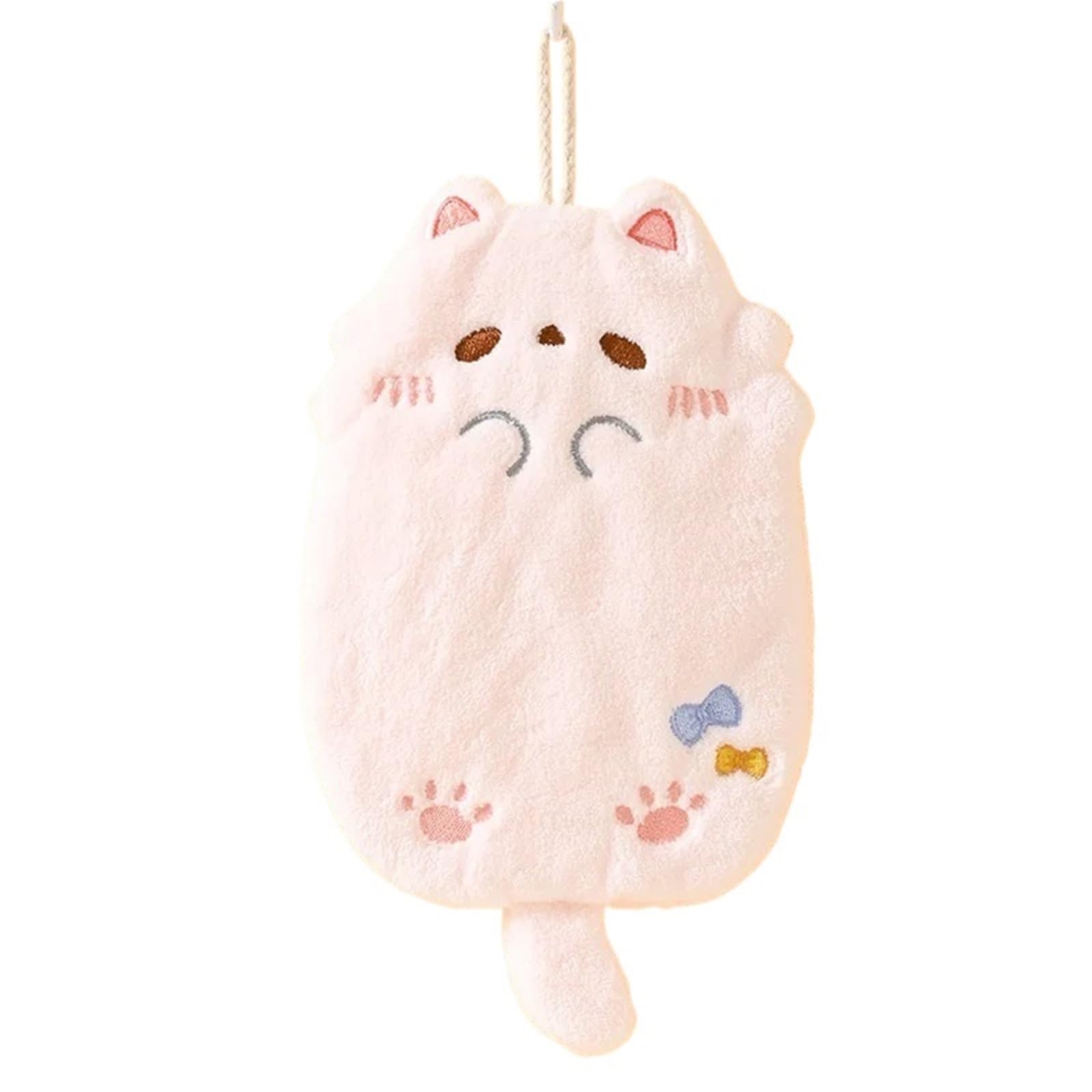 WSQHAO 3Pcs Cartoon Cat Kitchen Cleaning Towel Hanging Loops Hand Towels Microfiber Soft Absorbent Cloth Rag for Hand(Color1)