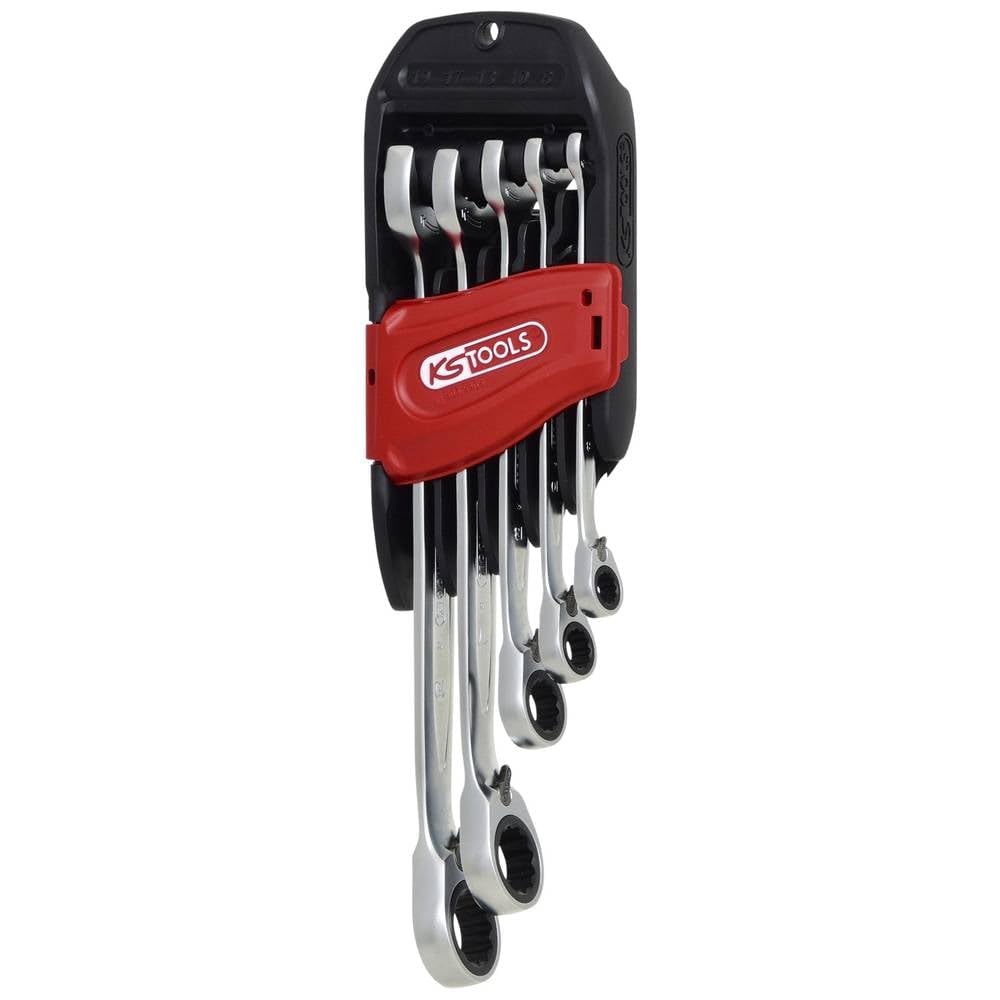 KS Tools 503.5905 Juego De Llaves Combinadas De Carraca Con Función De Carraca En La Boca Fija, Con Trinquete, 5 pzs