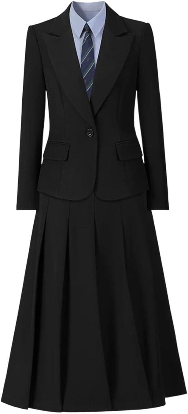 Women's Formal Skirt Suit Lapel Long-Sleeve Two-Piece Suit Set