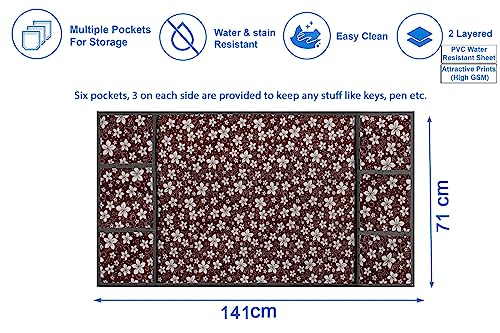 Image of The Furnishing Tree Fridge Top Cover Compatible for Samsung RS76CG8003S9HL, 653 LTR WxL 71x141 in CM Floral Pattern Brown White