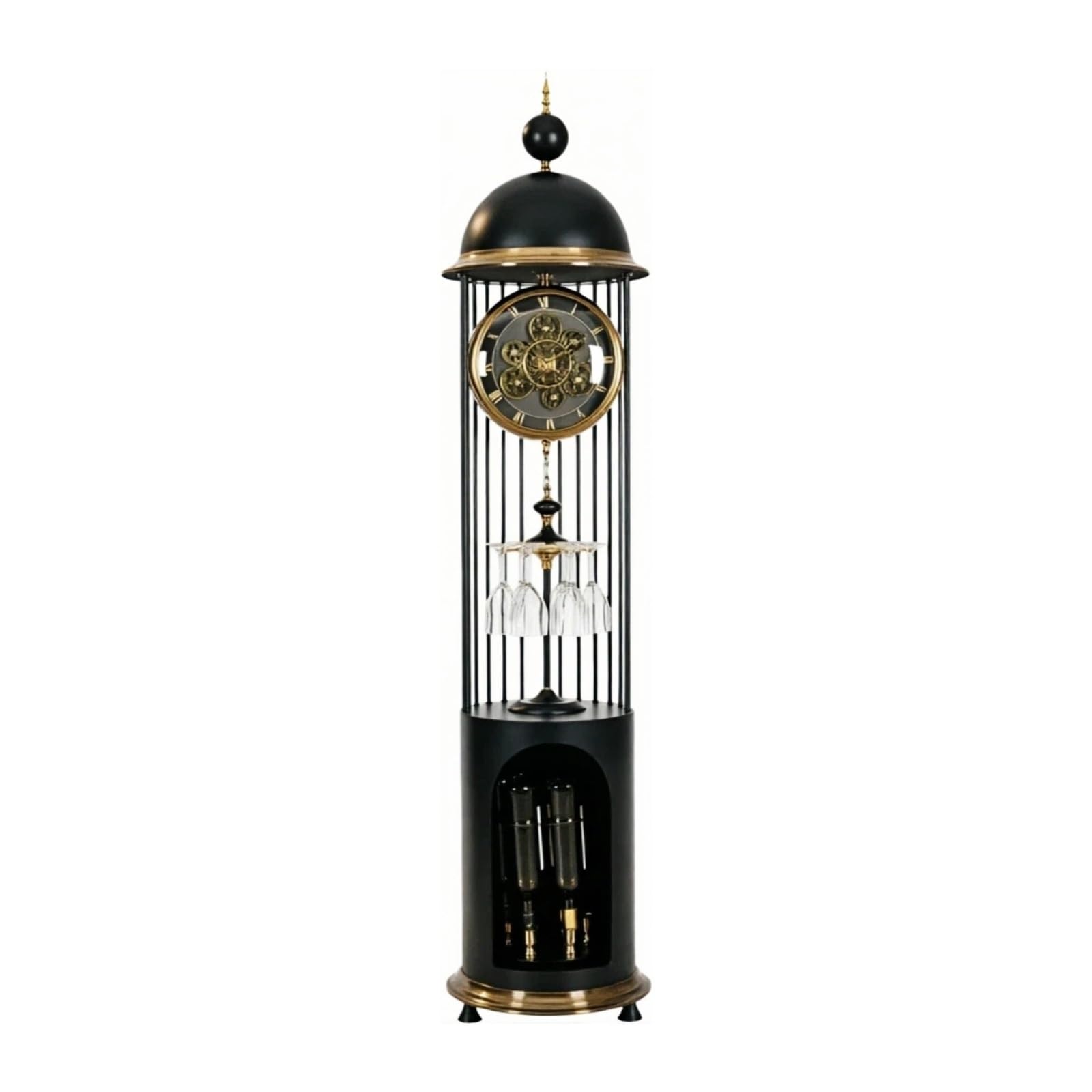 WANGHAI-666 Grandfather Clocks Metal Floor Standing Clock Pendulum Silent European Style Decorative