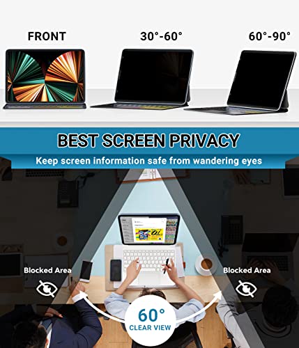 Filmext Magnetic Ipad Pro Privacy Screen Protector For Ipad Pro 11" M1/Ipad Air 5 2022 M1 10.9"/Air 4 2020, Ipad Pro 11/10.9 Screen Protector,Removable Anti Glare Anti-Spy Filter [Landscape Privacy] #TOP2