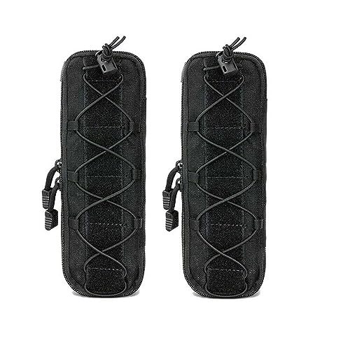 TEAMWILL 2PCS Tactical Pouch Military Knife Sheath Waist Pack EDC Tool Flashlight Holder (2PCS Black)