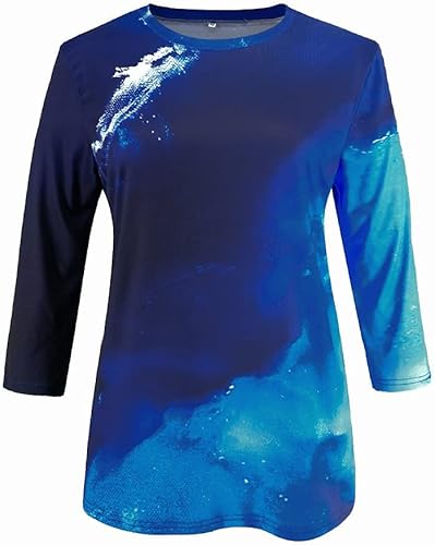 Miniatura 2 de Womens Tops Dressy,Womens Floral Print O Neck 34 Sleeve Shirts Business Casual Tunic Tops Loose Work Blouses