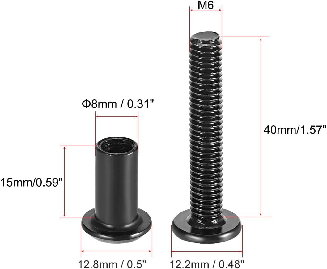TA-VIGOR 10 Sets Furniture Connecting Screws Bolts, M6 x 40mm Binding Screws Posts Belt Buckle Binding Bolts - Image 2