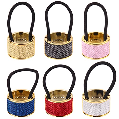 KALLORY 6pcs Metal Ponytail Holder Cuffs Hair Ties Wraps Women Ponytail Accessories, Assorted Color