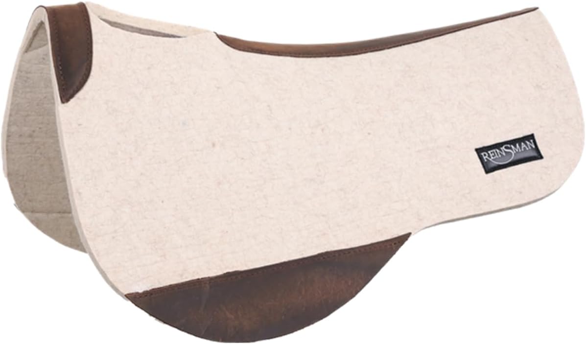 Reinsman Deep Drop APEX Wool Shock-Absorbing Moisture-Wicking Western Equestrian Horseback Riding Saddle Pad with Dropped Rigging Shape, Contoured Spine, Wither Relief Cutout, 31"x 36" (342-GN5)