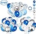 Produktbild tarumedo 62 Stück Blaue Luftballons Set, Latex Helium Luftballons Blau Weiß Silber Konfetti Luftballons Dekoration Geburtstagsballons Blaue Ballons für Hochzeit Geburtstag Taufe Baby Party Deko (Blau)