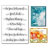 Arbuya Greeting Phrases Retirement Graduation Clear Stamps for Card Making Baptism New Baby Silicone Stamps Sympathy Rubber Stamps for Gift Tags Paper Crafting Scrapbooking Decoration