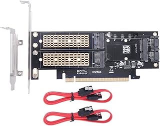 Wertygh 3 in 1 Desktop Computer Riser Card PCIE X16 to M.2 M Key NVME SSD M.2 B Key SATA SSD MSATA SSD Adapter Card