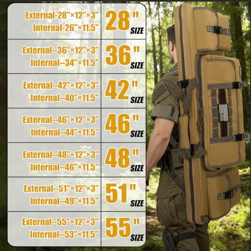 Image of 28 /32 /36 /42 /46 /48 /51 /55 inch Double Rifle Case Soft Gun Bag Tactical Backpack | Portable Long Rifle Bag for Outdoor Hunting Shooting, Gun Case Firearm Storage & Transportation, Hunting Shooting Range