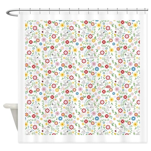 CafePress Peanuts Snoopy Spring Pattern Decorative Fabric Shower Curtain