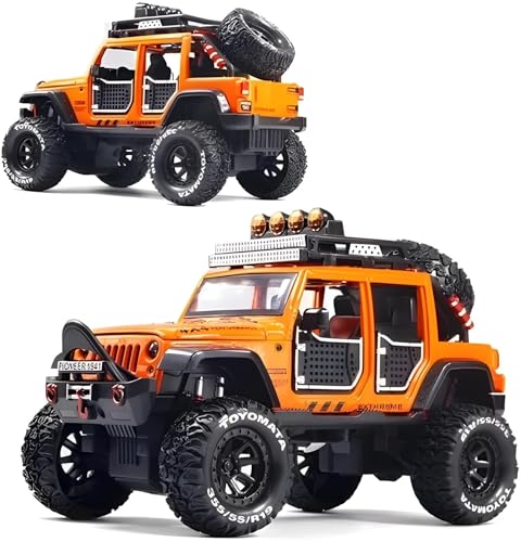Image of Die-Cast Model Car, 1:32 Scale, Black with Gold Accentsband Hood Pull Back Super Car with Openable Doors Sound and Light for Birthdays Gift Party Decorations (Off Road 1:24)