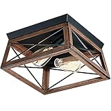 Pia Ricco Farmhouse Flush Mount Ceiling Light Fixture, Outdoor Porch Ceiling Lights, Rustic Industri