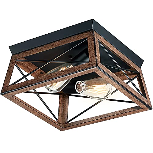 Pia Ricco Farmhouse Flush Mount Ceiling Light Fixture, Outdoor Porch