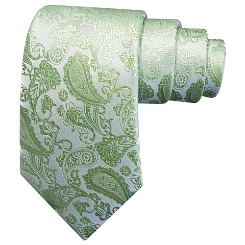 Image of GUSLESON 3.15 inch(8cm) Fashion Paisley Ties Mens Woven Jacquard Necktie for Wedding