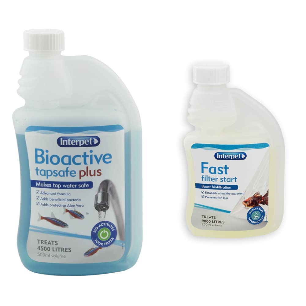 InterpetBioactive Tapsafe Aquarium Water Dechlorinator, 500 ml & Fast Filter Start Treatment to Boost Aquarium Biofiltration, 250 ml