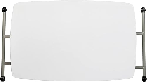 Miniatura 8 de Flash Furniture Mesa plegable, color blanco granito, altura ajustable, 30 pulgadas, bandeja de TV, mesa de computadora portátil de grado comercial