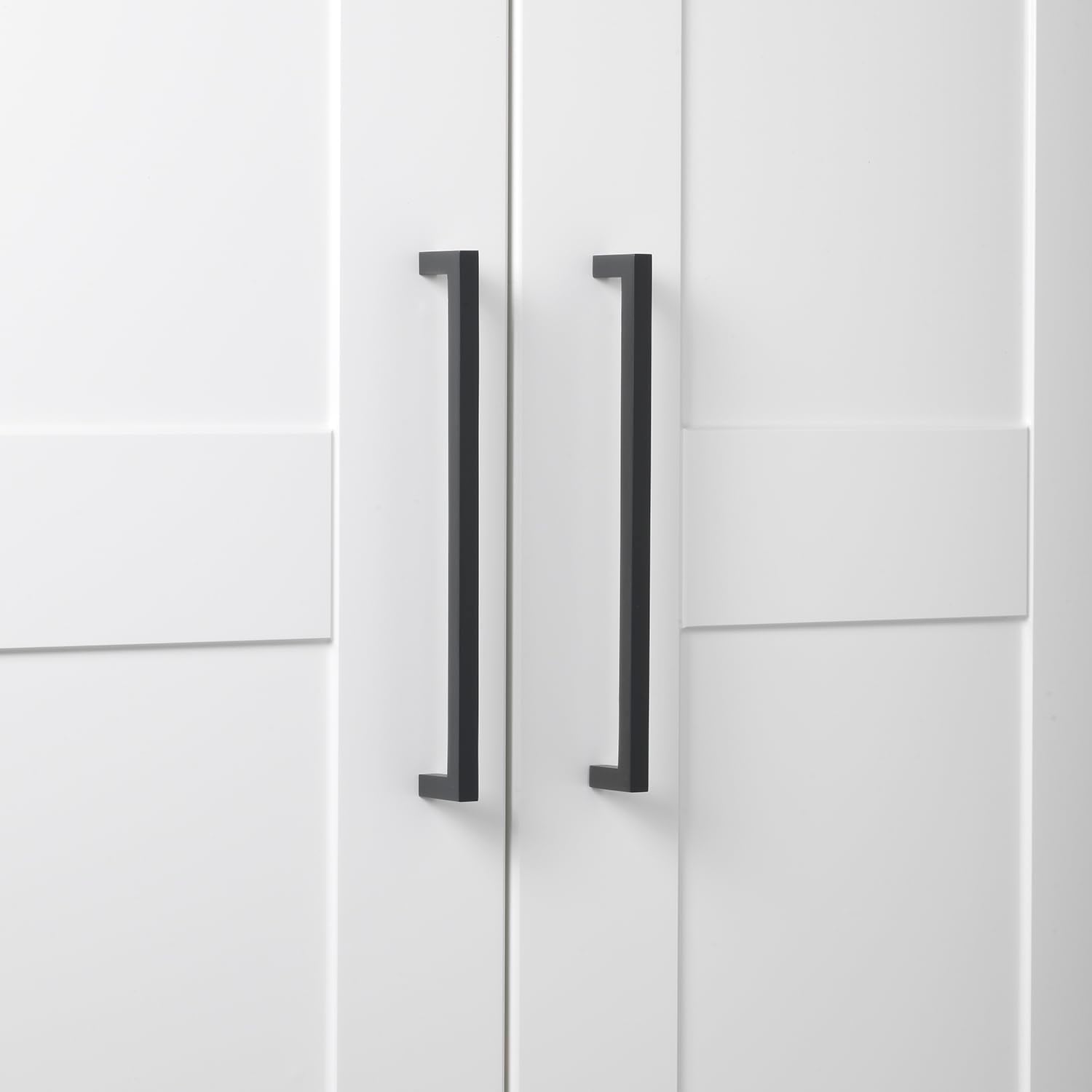 GlideRite 7-9/16 in. (192mm) Center-Center Solid Square Cabinet Bar Pull, Matte Black (10 Pack)