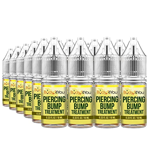 BodyJ4You Piercing Aftercare Bump Treatment | Keloid Removal Shrinking Scar Soothing Skin | Ear Nose Belly Lip | Essential Natural Lavender Rosemary Oil Jojoba Wax | Drops 24 x 0.33 Fl Oz (10ml)