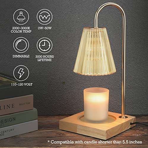 Luzdiosa Candle Warmer Lamp With 2 Bulbs Compatible With Jar Candles Vintage Electric Dimmable Candle Melter Top Melting For Scented Wax (Amber) #TOP2