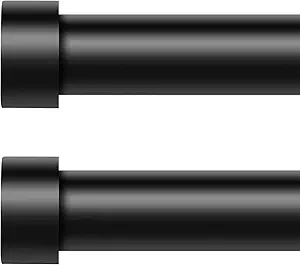 2 Pack Curtain Rods for Windows 48 to 84 Inch(4-7 Feet),Black 1'' Diameter Drapery Rods with End Cap Style Design,Modern Adjustable Heavy Duty Curtain Rod,Size:36''-88''