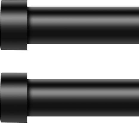 2 Pack Curtain Rods for Windows 48 to 84 Inch(4-7 Feet),Black 1'' Diameter Drapery Rods with End Cap Style Design,Modern Adjustable Heavy Duty Curtain Rod,Size:36''-88''