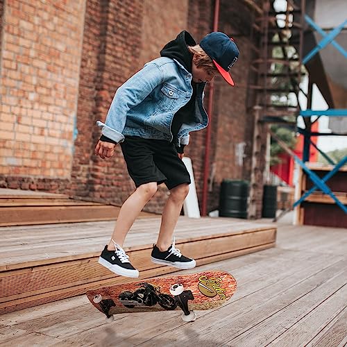 Image of 31 x 8 Inch Complete Skateboard 7 Layer Canadian Maple Double Kick Deck Concave Cruiser Trick Skateboard for Boys Girls Teens Adults Beginner