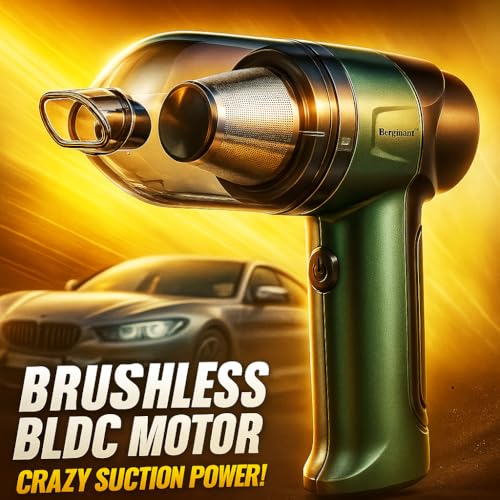 Image of Bergmann Windsor PRO Cordless 2in1 Vacuum Cleaner & Blower | Car & Home | 100% Copper BLDC Brushless Motor | 2 Levels of Suction | Washable Stainless Steel HEPA Filter | 6 Attachments | Green