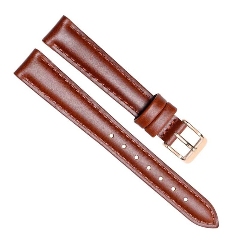 Bracelet de montre en cuir véritable marron 18mm élégant et plat