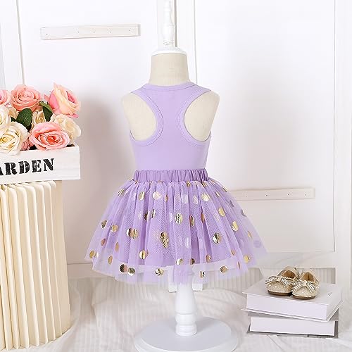 LYSMuch Toddler Kids Baby Girl's Birthday Outfits Princess Vest short Sleeveless Shirt Mesh Tutu Skirt Set2