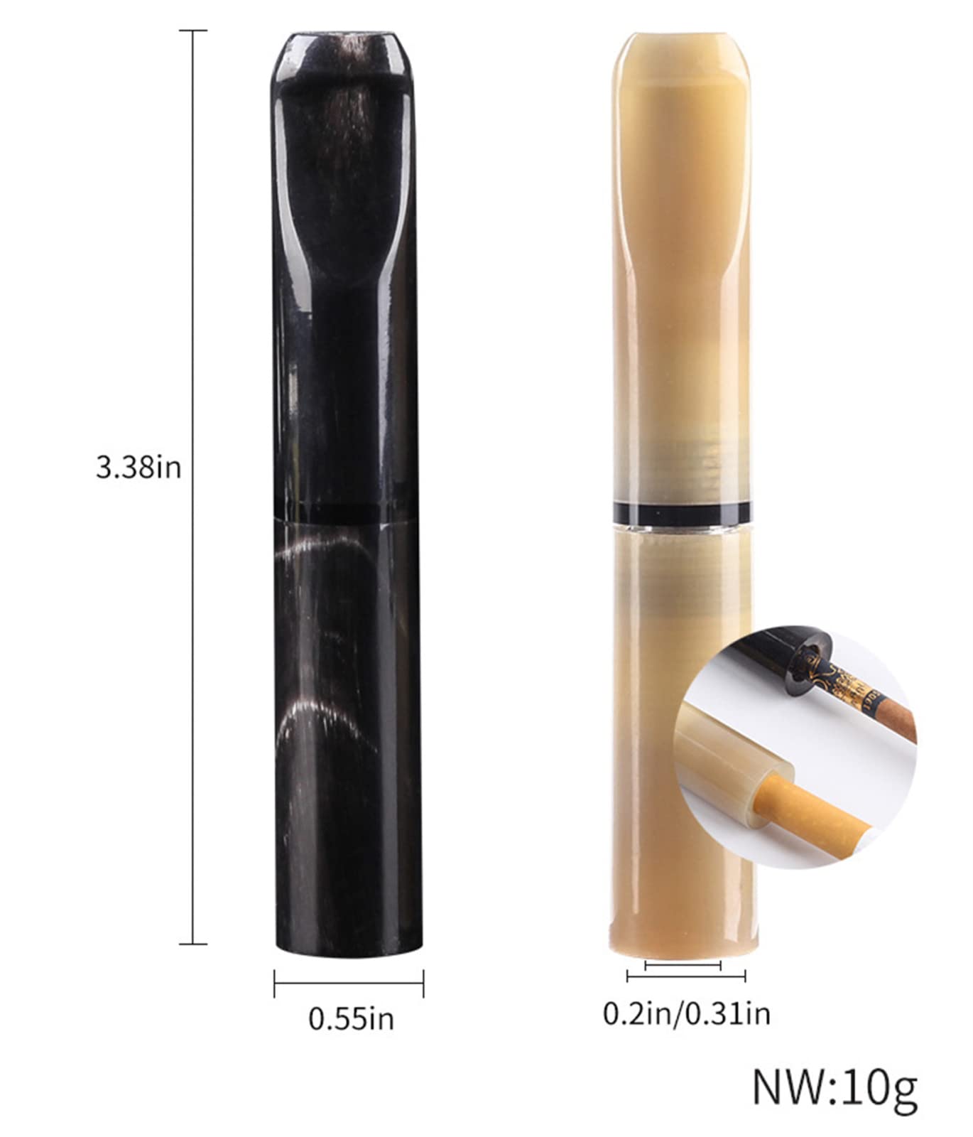 Bocchino con filtro a carbone attivo da 9 mm Bocchino da uomo in corno naturale giallo nero 2 pezzi