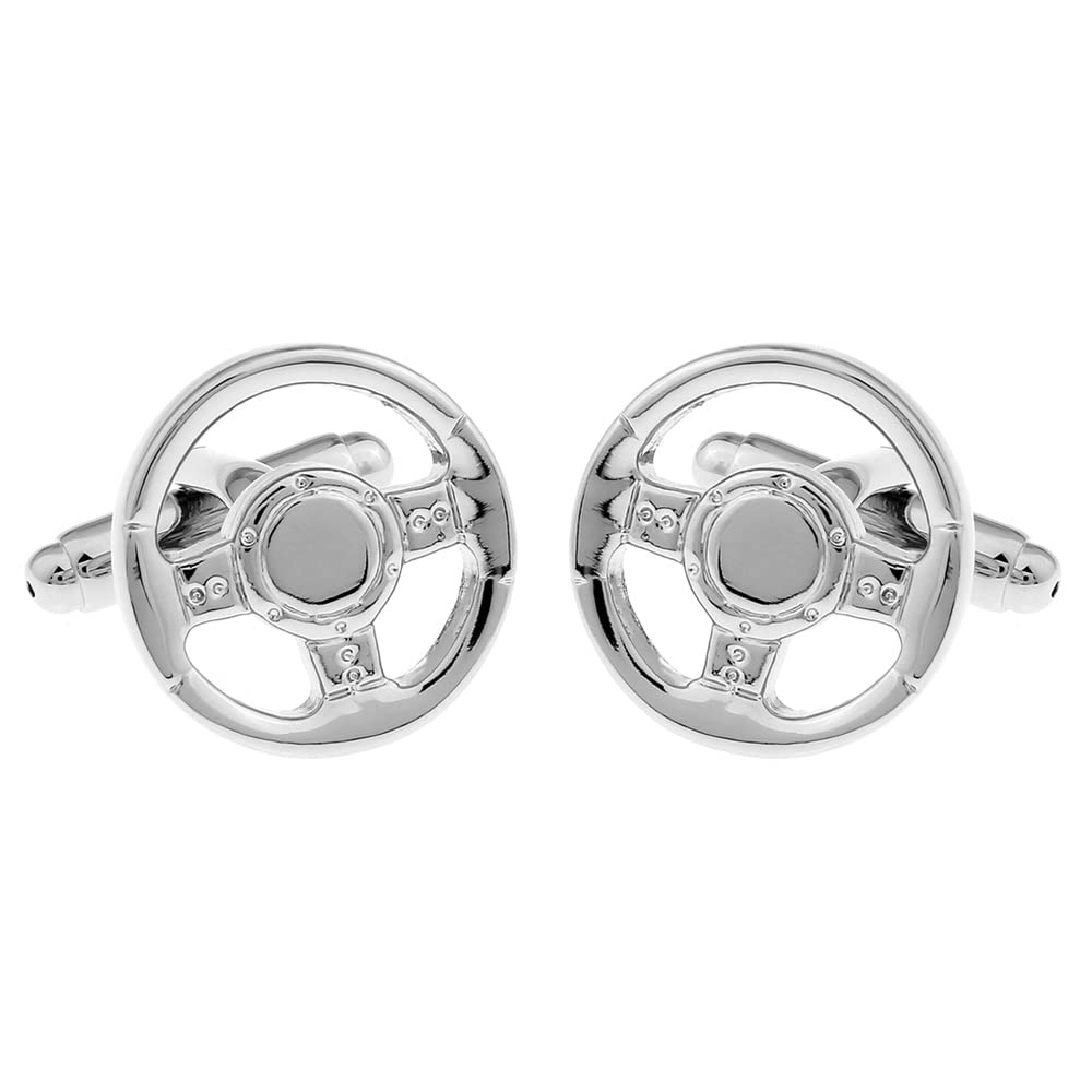 SHIPITNOW Car or Karting Steering Wheel Cufflinks - Original Car Theme Cufflinks, Circuit Racing - Fancy Accessory, Pilot Costume Shirt and Suit Jacket