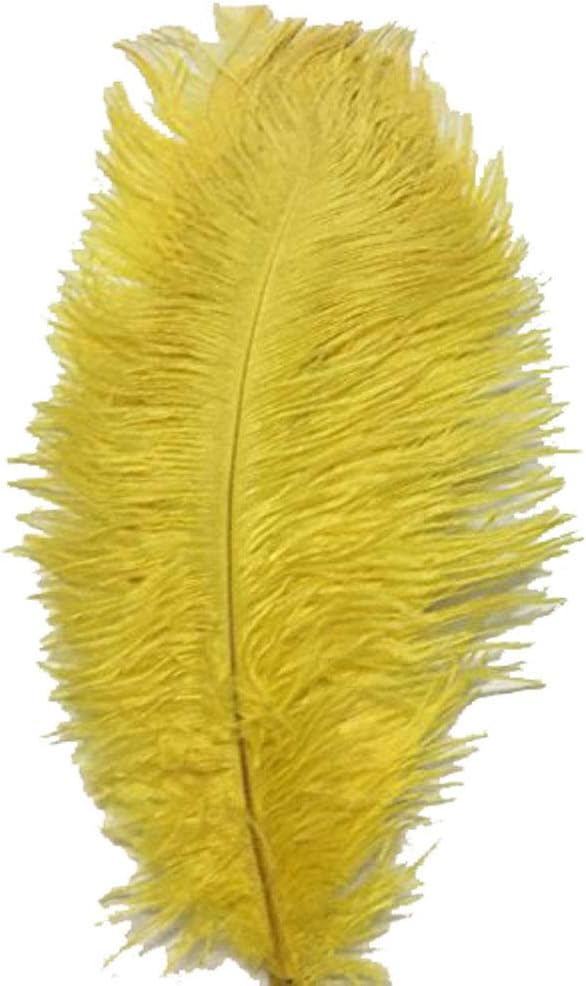 CENFRY10pcs Ostrich Feathers 10-12inch Plumes for Wedding Centerpieces Home Decoration (Yellow)