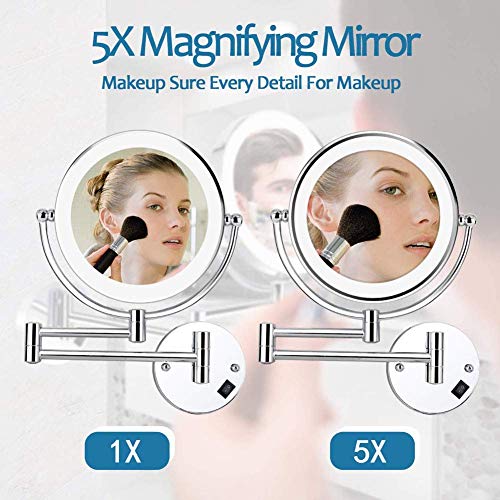Miroir de maquillage éclairé LED grossissant miroir mural extensible - 4
