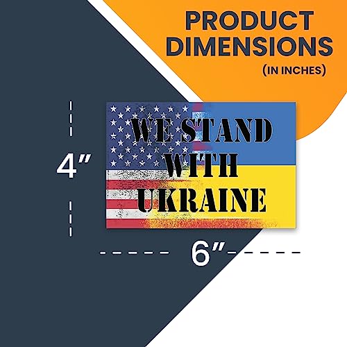 Image of Magnet Me Up We Stand with Ukraine Ukrainian American Distressed Blended Flag Magnet Decal, 4x6 inches, Heavy Duty Automotive Magnet for Car Truck SUV