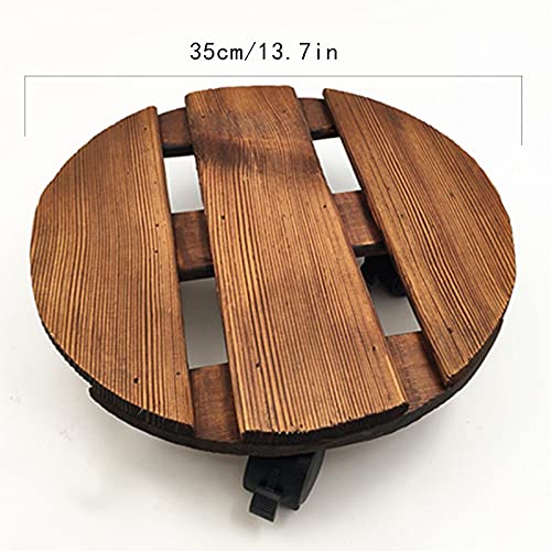 Support de jardinière rond bois plateau roulant robuste grand pot de fleur