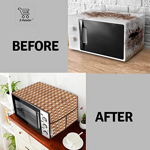 Image of Cotridge 3-Layered Microwave Oven Top Cover With 4 Utility Pockets Suitable for Upto 30 Liter (Color- Brown, Size-36x14 Inches Inches)