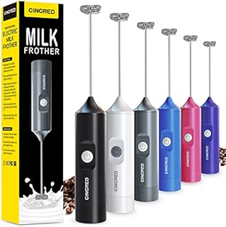 Cincred Milk Frother - Hand Operated Battery Powered Frother for Coffee, Electric Whisk, Foam Maker and Drink Mixer for Your Latte, Cappuccino, Frappe, and Hot Chocolate (Gray)