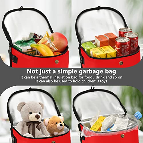 Image of Wudan Small Car Trash Can Red Accessories for Garbage Storage Organizer with Lid Waterproof Portable Auto and Truck Interior Seat Bin