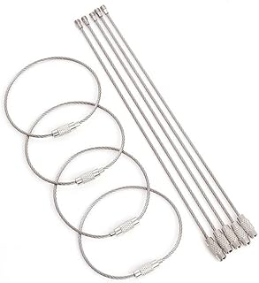 10Pcs/Set 100/150/200mm Keychain Tag Rope Stainless Steel Wire Cable Loop Screw Lock Gadget Ring Key Keyring DIY Hand Tools-1.5x150mm
