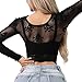 Sesiwadbe Women Sexy Crop Top Shirt Fishnet Lingerie Bikini Cover Up (BlackSkull,M)